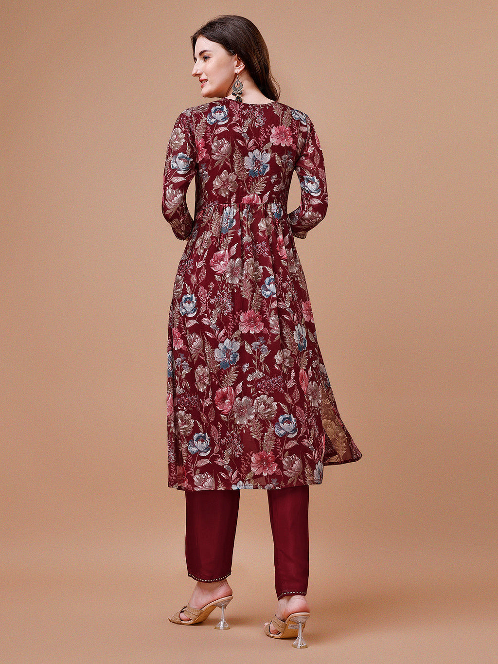Multicolor Alia Cut Floral Print Kurta Set with Dupatta