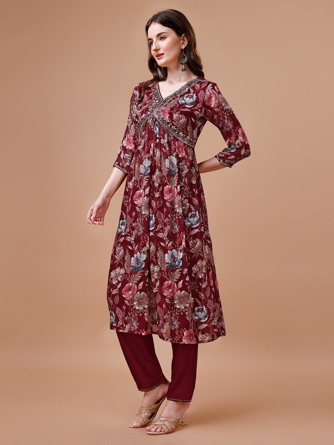 Multicolor Alia Cut Floral Print Kurta Set with Dupatta