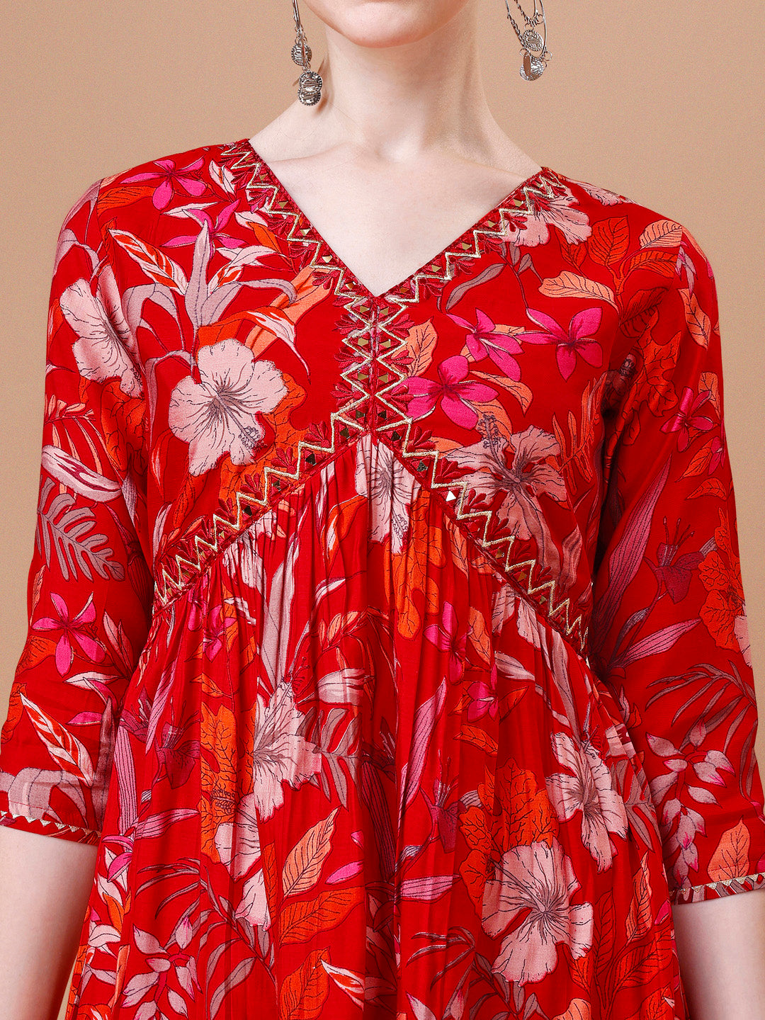 Alia Cut Floral Printed Embroidered Kurta Set with Pant and Dupatta