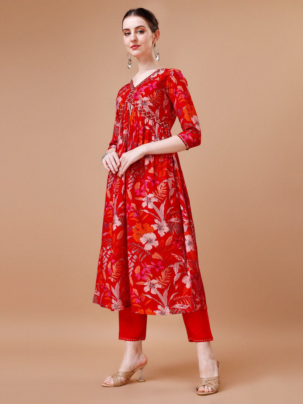 Alia Cut Floral Printed Embroidered Kurta Set with Pant and Dupatta