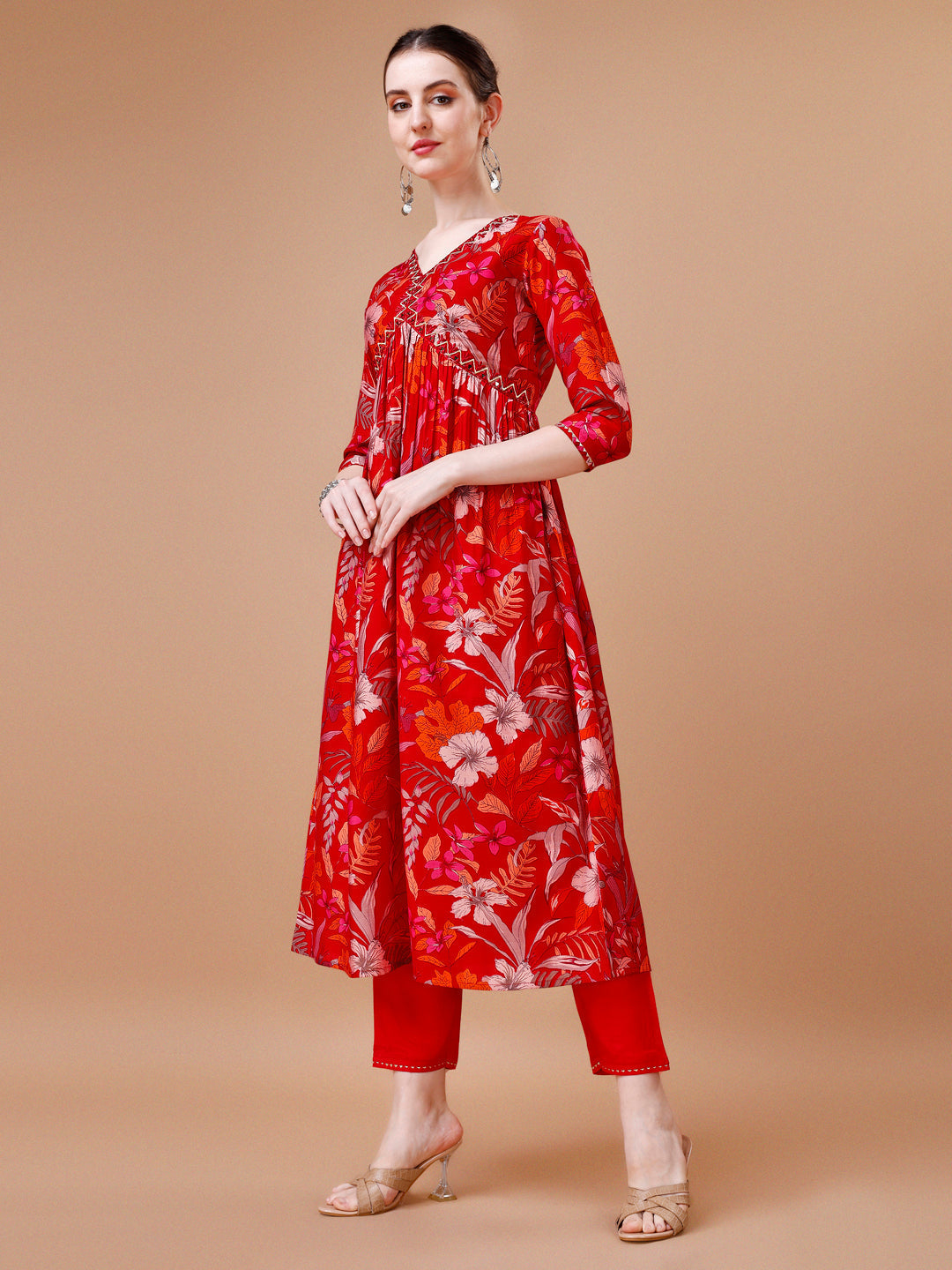 Alia Cut Floral Printed Embroidered Kurta Set with Pant and Dupatta