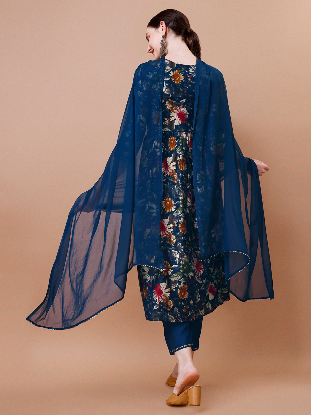 Alia Cut Floral Embroidered Kurta Set with Pant and Dupatta