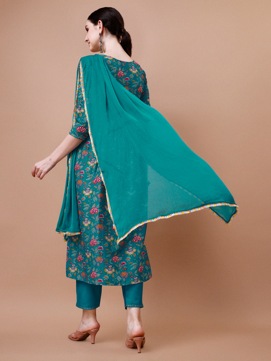 Alia Cut Embroidered Floral Kurta Set with Pant and Dupatta