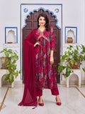 Multicolor floral print Alia cut kurta with embroidery and matching dupatta