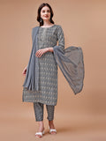 Multicolor ethnic motif printed kurta set with matching dupatta
