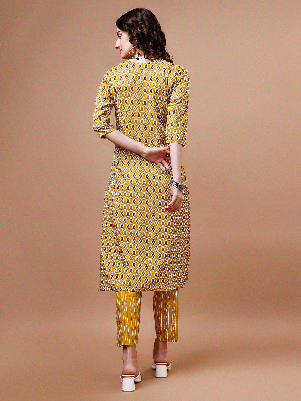 Multicolor Ethnic Motifs Printed Cotton Rayon Kurta Set