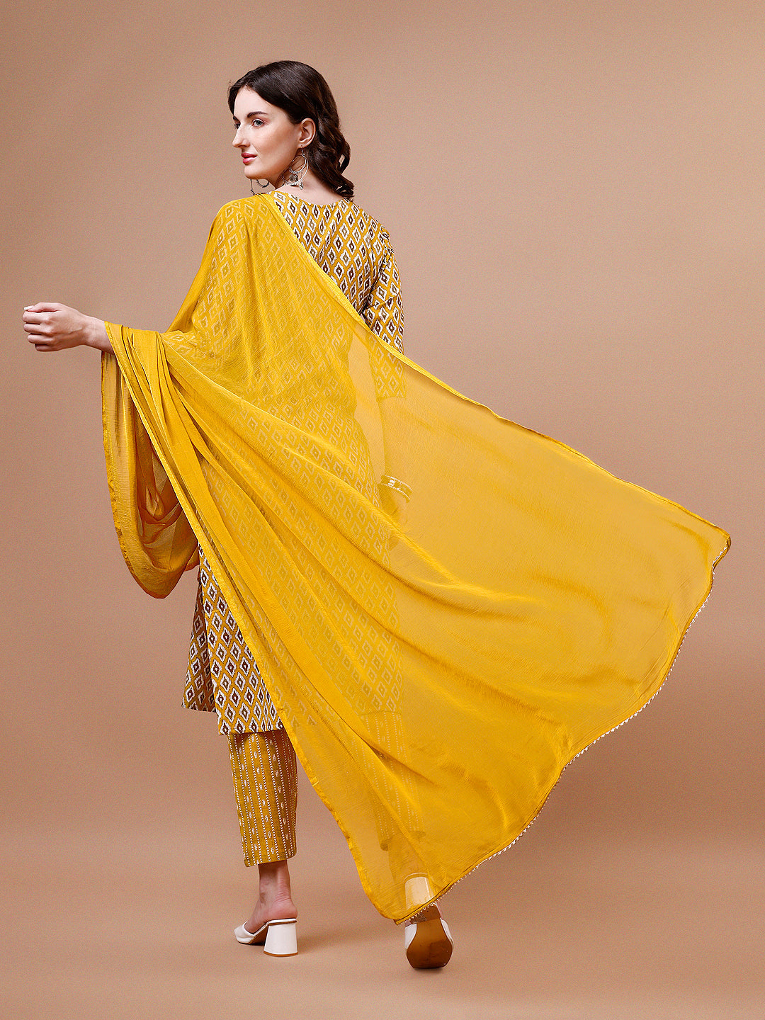 Multicolor Ethnic Motifs Printed Cotton Rayon Kurta Set
