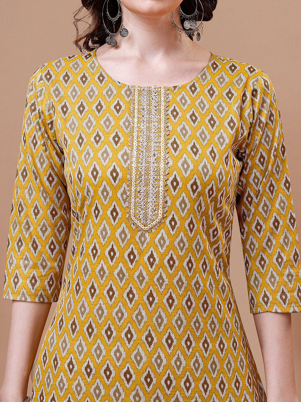 Multicolor Ethnic Motifs Printed Cotton Rayon Kurta Set