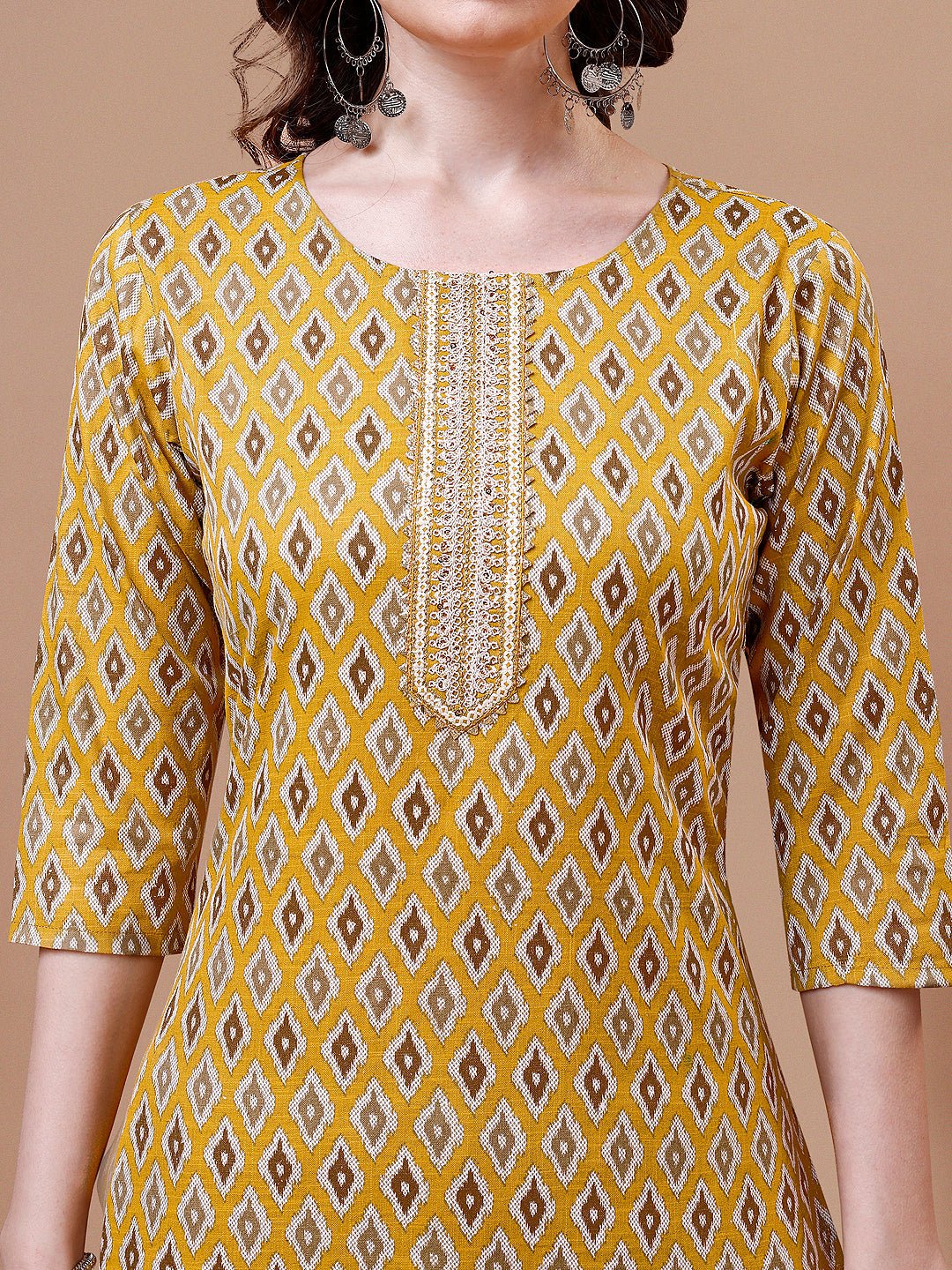 Multicolor Ethnic Motifs Printed Cotton Rayon Kurta Set