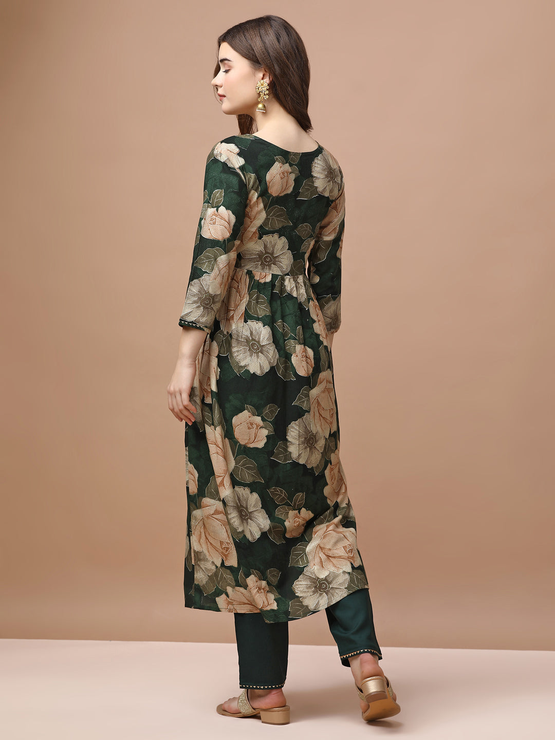 Alia Cut Floral Embroidered Rayon Kurta Set with Pant & Dupatta