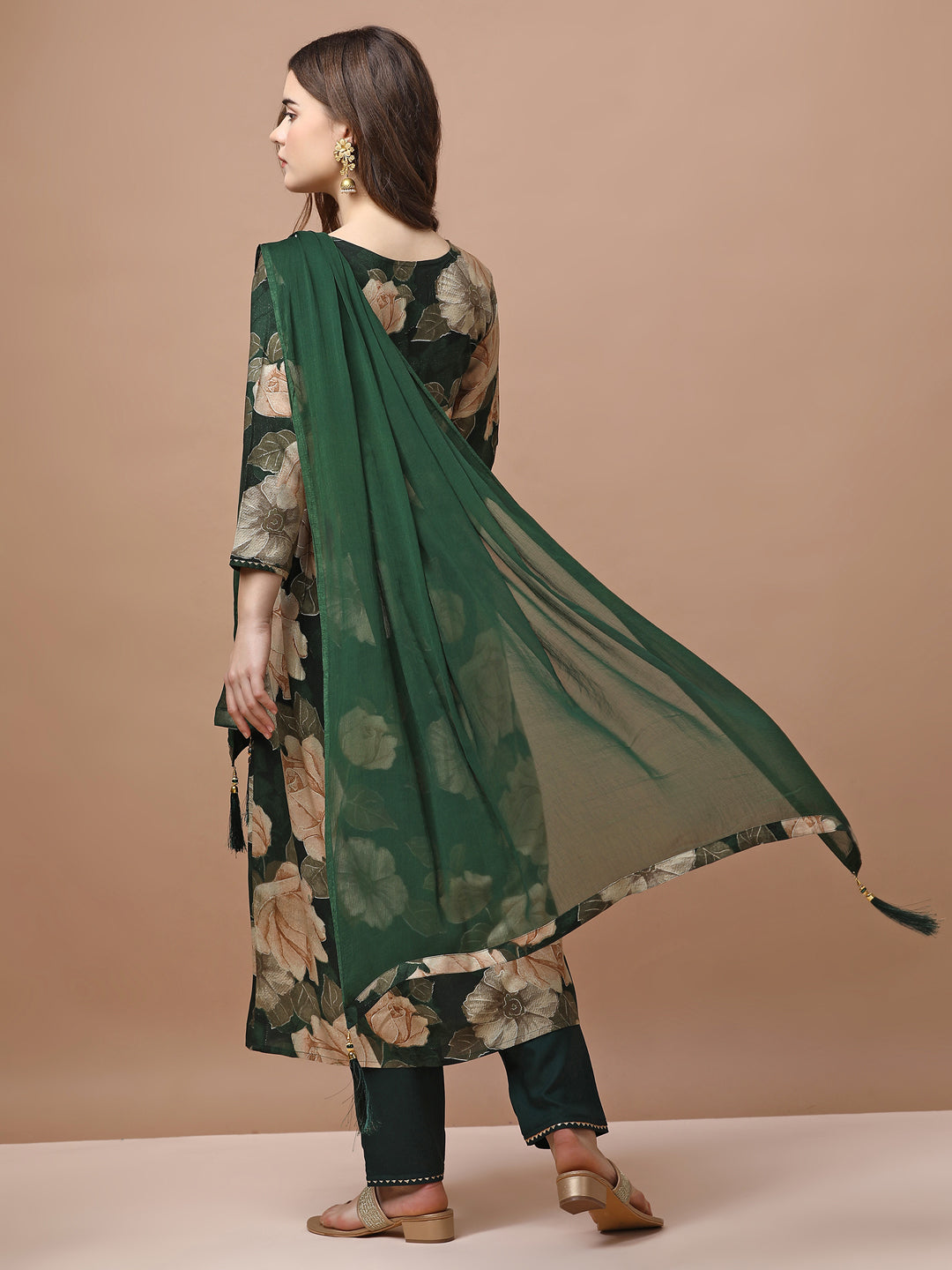 Alia Cut Floral Embroidered Rayon Kurta Set with Pant & Dupatta