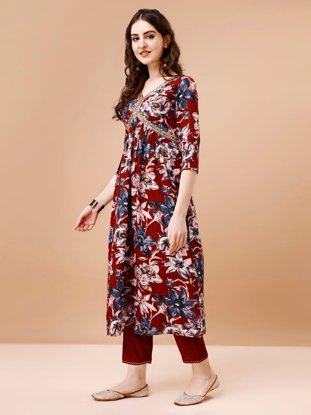 Alia Cut Embroidered Floral Rayon Kurta Set with Dupatta