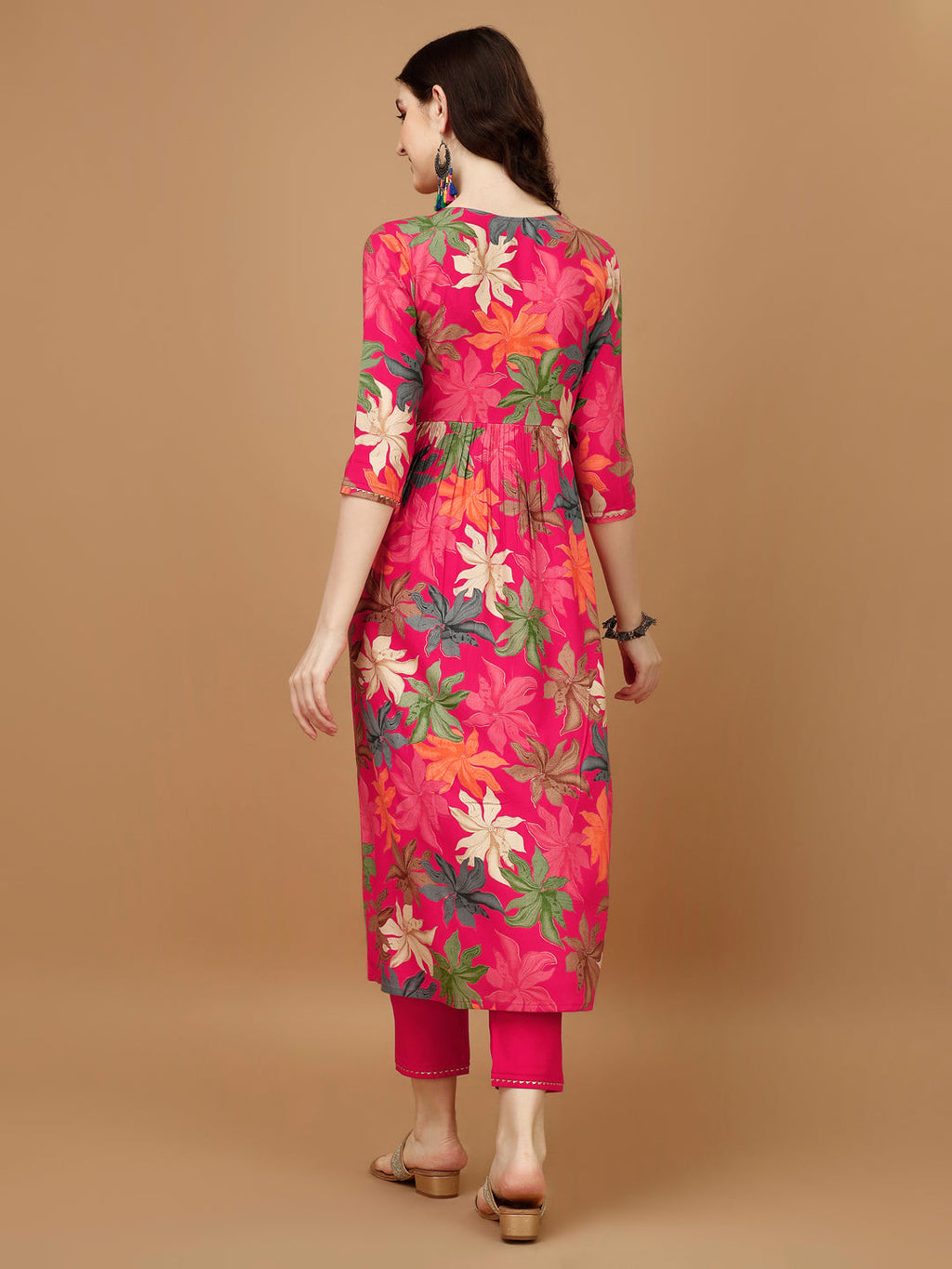 Alia Cut Rayon Kurta Set with Pant and Dupatta in Multicolor