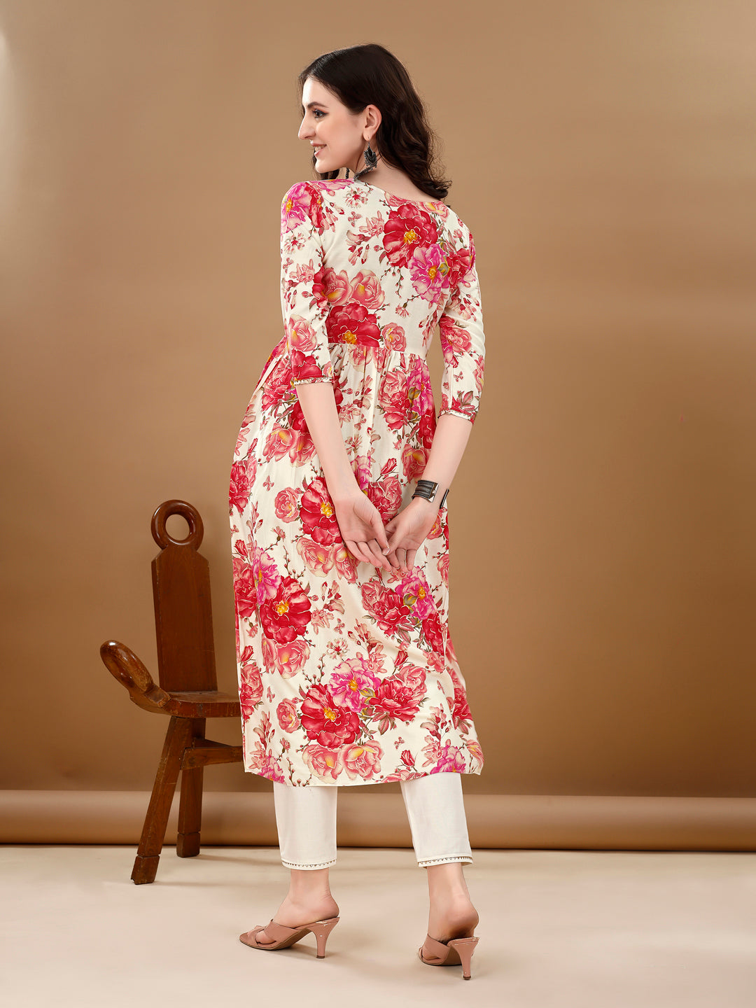 Multicolor Alia Cut Floral Printed & Embroidered Kurta Set