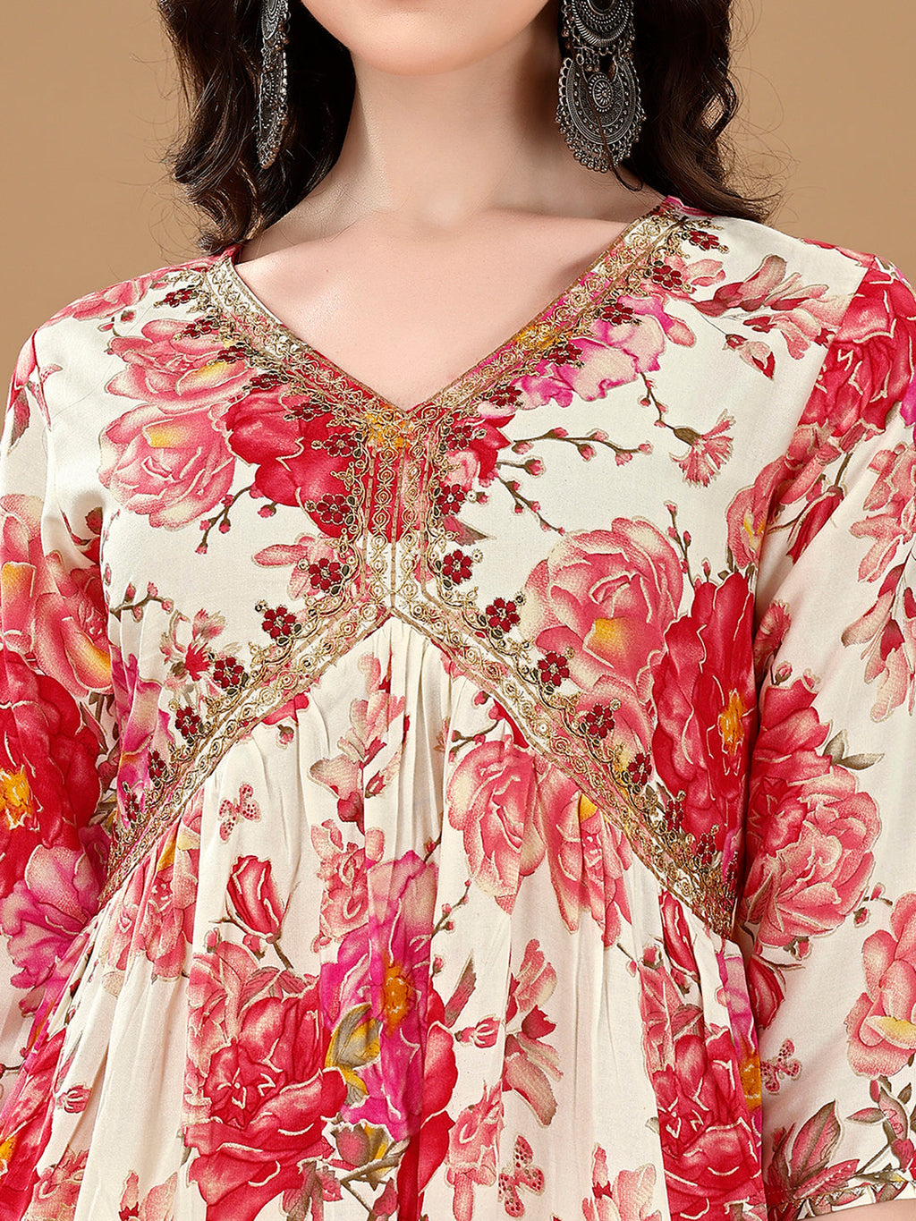 Multicolor Alia Cut Floral Printed & Embroidered Kurta Set