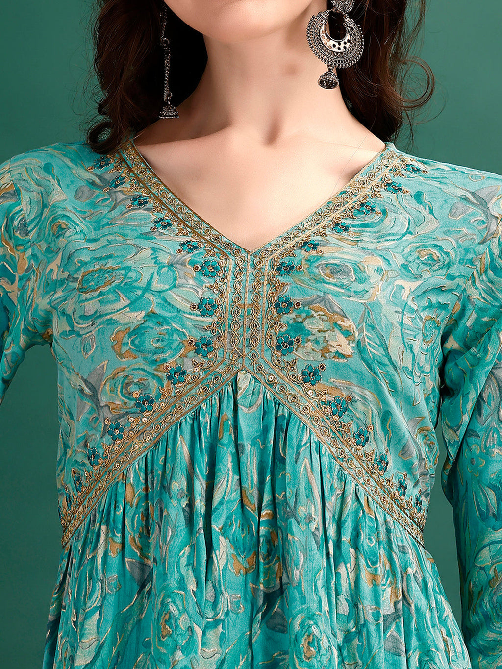 Alia Cut Floral Printed Embroidered Kurta Set with Pant & Dupatta