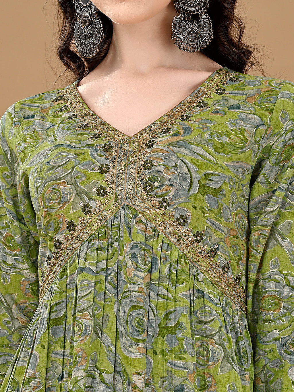 Multicolor Alia Cut Floral Kurta with Embroidered Pant & Dupatta