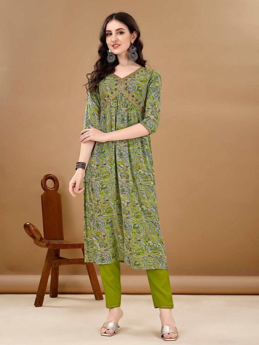Multicolor Alia Cut Floral Kurta with Embroidered Pant & Dupatta