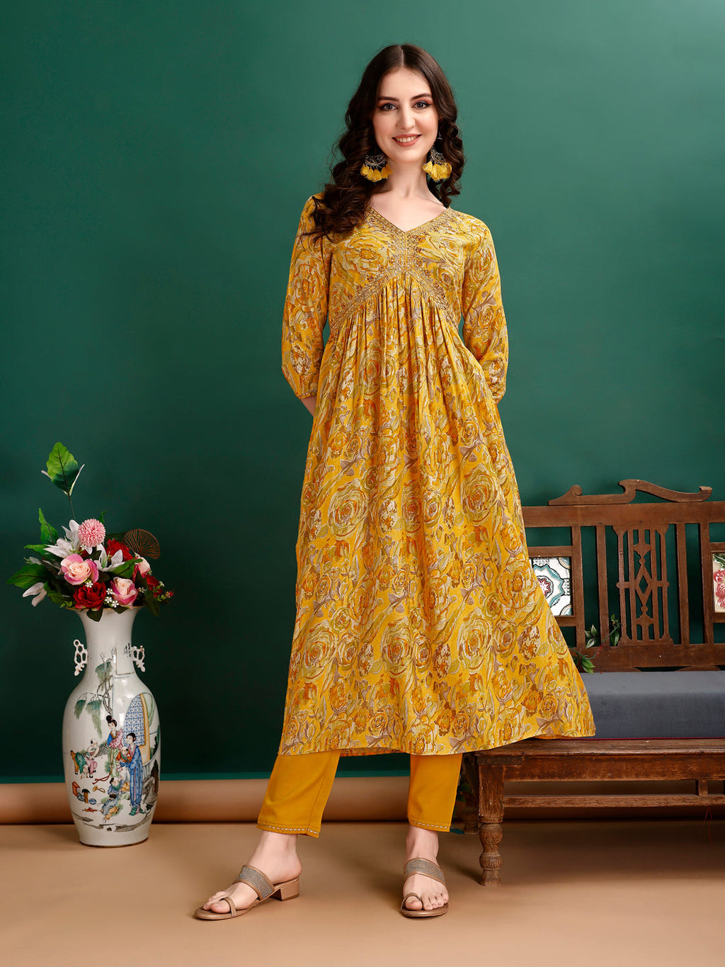 Premium Alia Cut Floral Embroidered Kurta Set with Dupatta