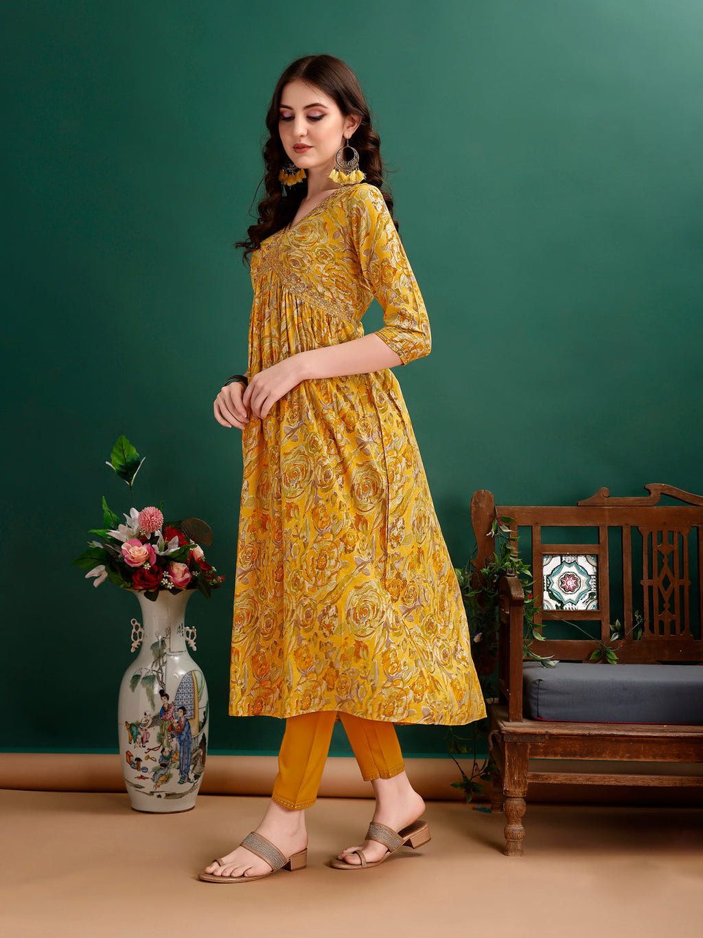 Premium Alia Cut Floral Embroidered Kurta Set with Dupatta