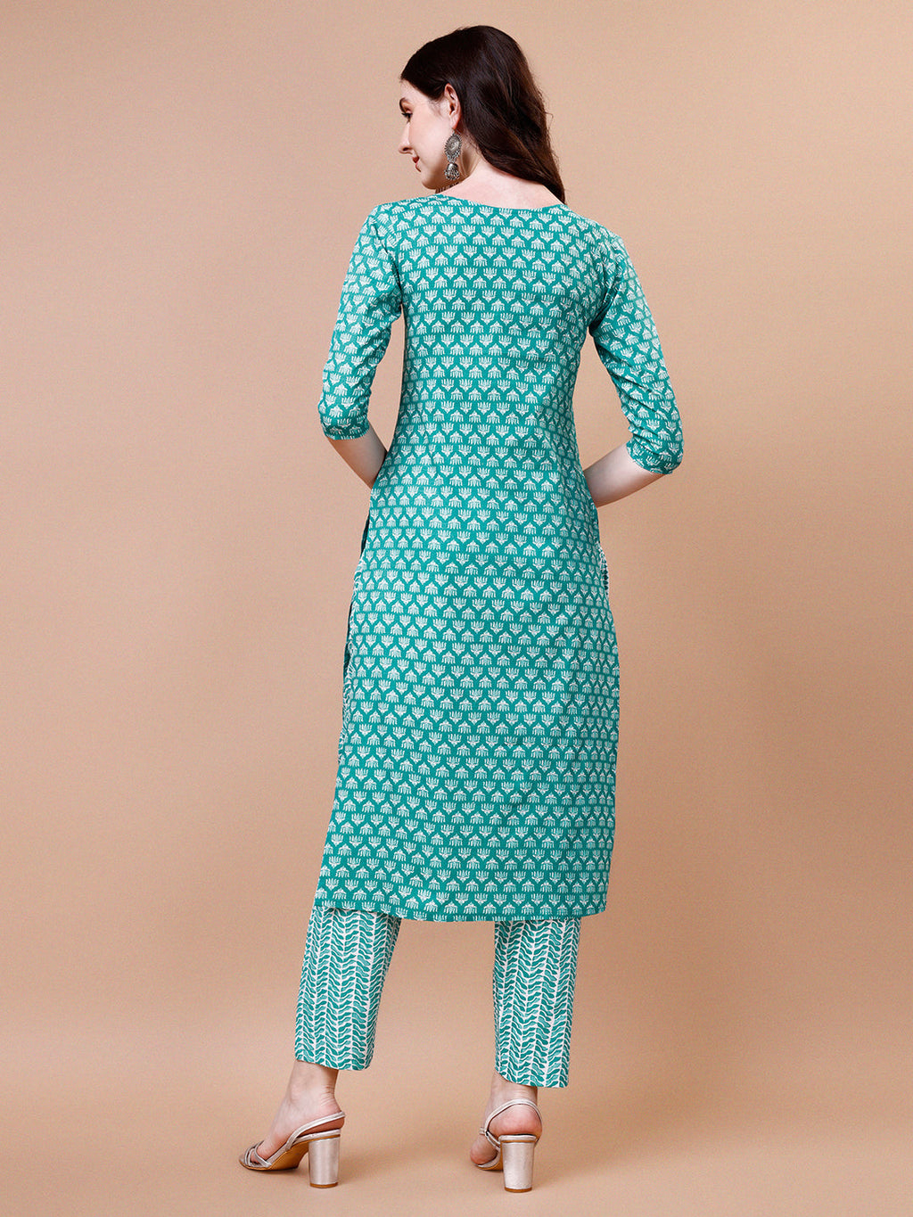 Multicolor Ethnic Motifs Printed Kurta With Pant & Dupatta Set