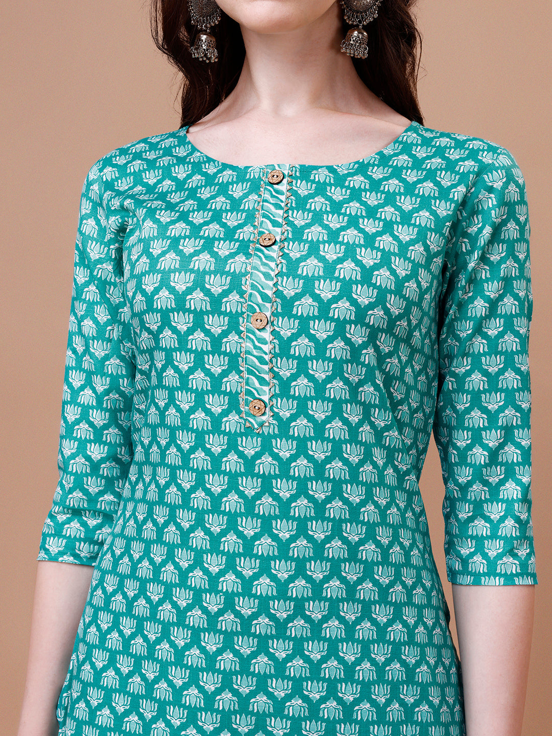 Multicolor Ethnic Motifs Printed Kurta With Pant & Dupatta Set