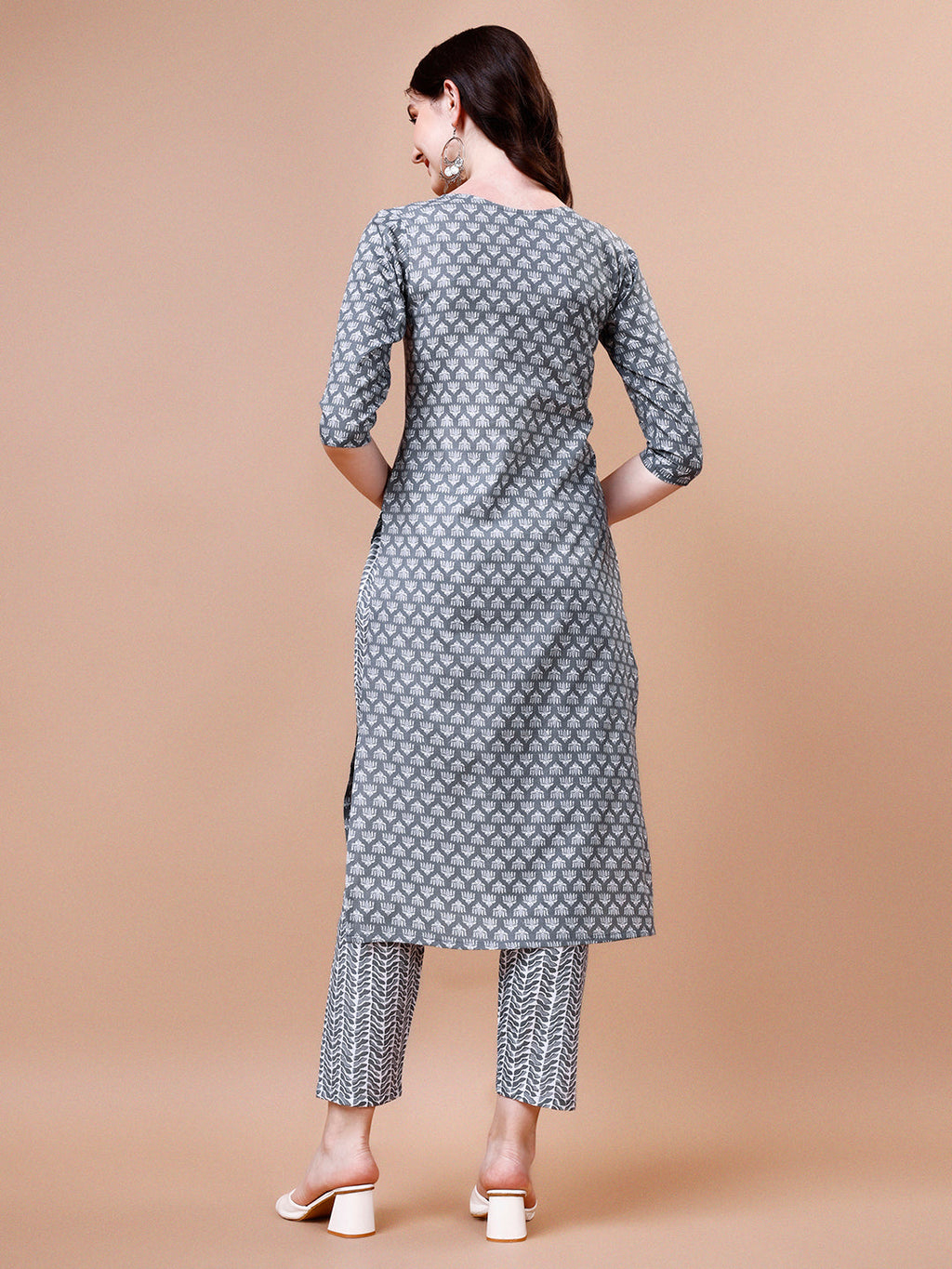 Multicolor Ethnic Motifs Printed Kurta With Pant & Dupatta Set