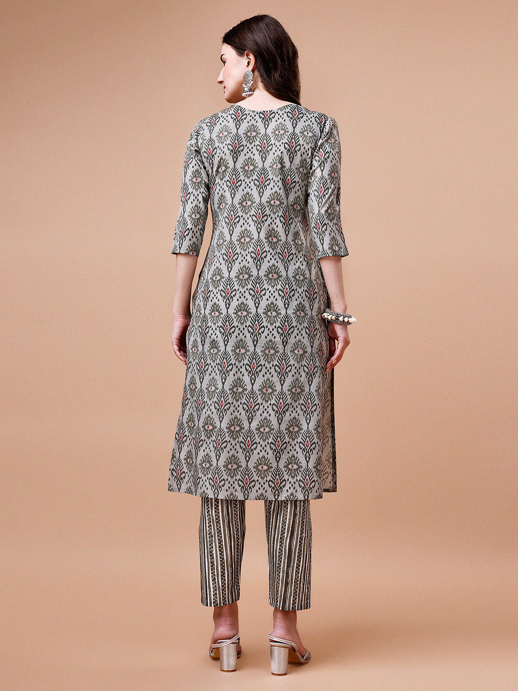 Multicolor Printed Rayon Kurta Set with Pant and Dupatta