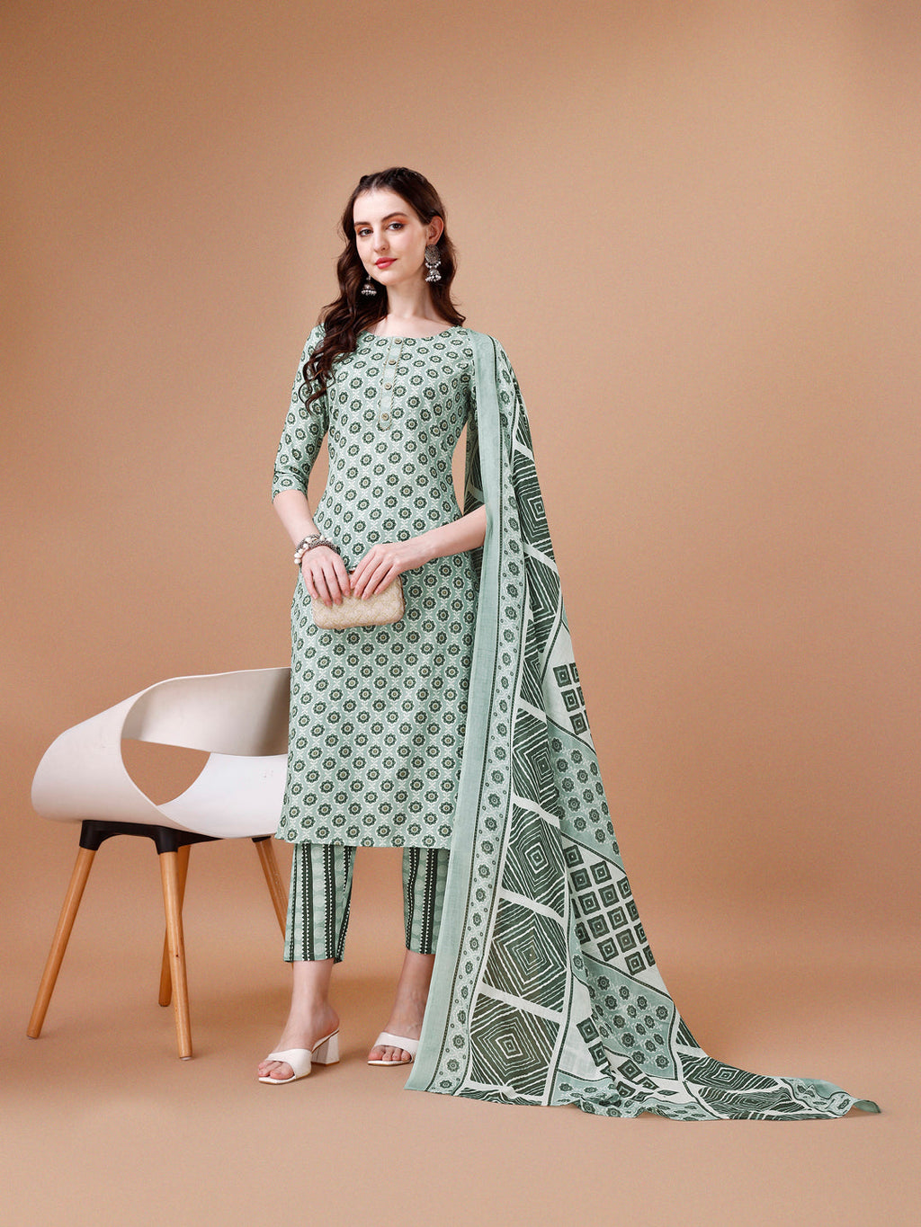Multicolor Floral Printed Rayon Kurta Set with Pant and Dupatta