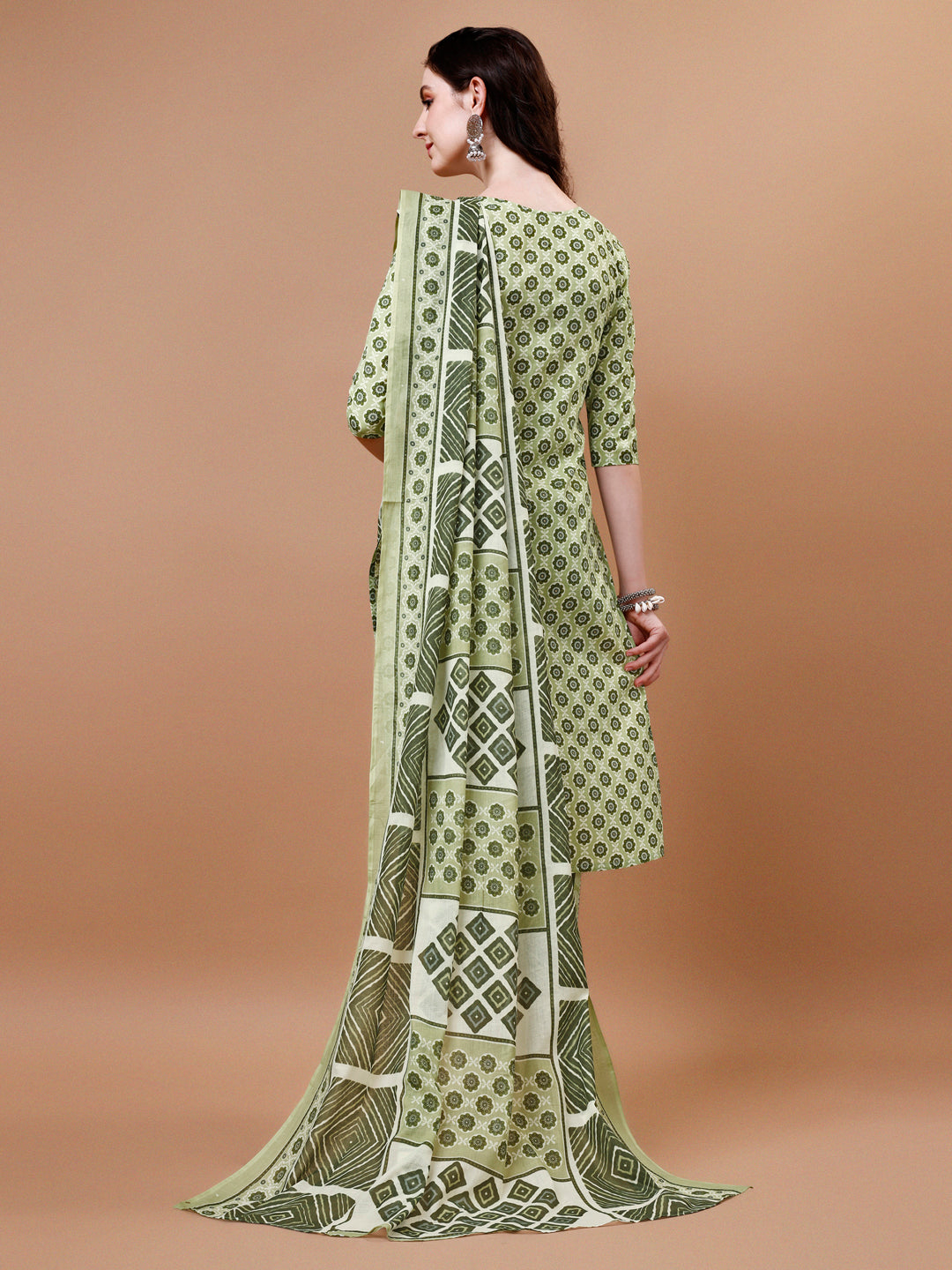 Multicolor Floral Printed Cotton Kurta with Pant and Dupatta