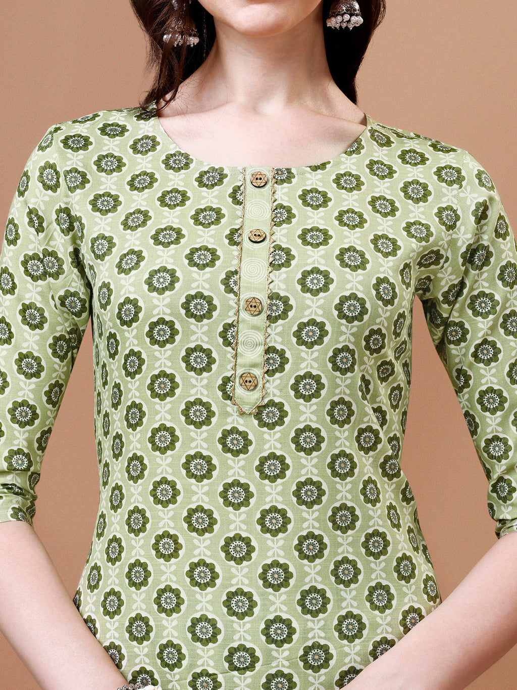 Multicolor Floral Printed Cotton Kurta with Pant and Dupatta