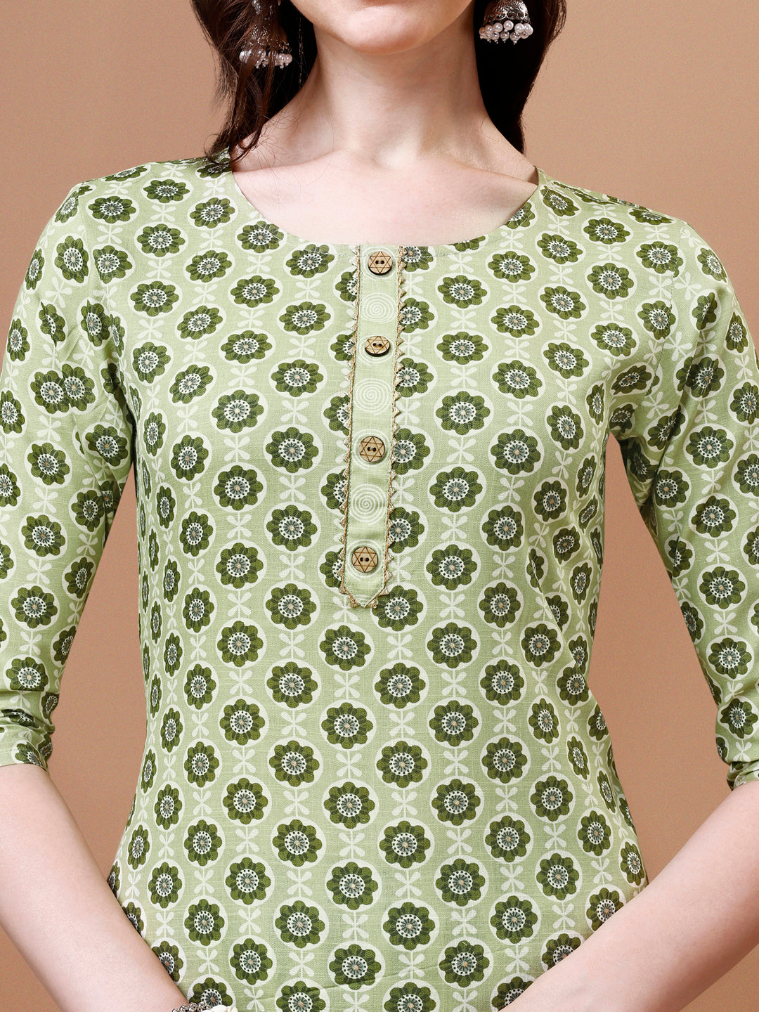 Multicolor Floral Printed Cotton Kurta with Pant and Dupatta