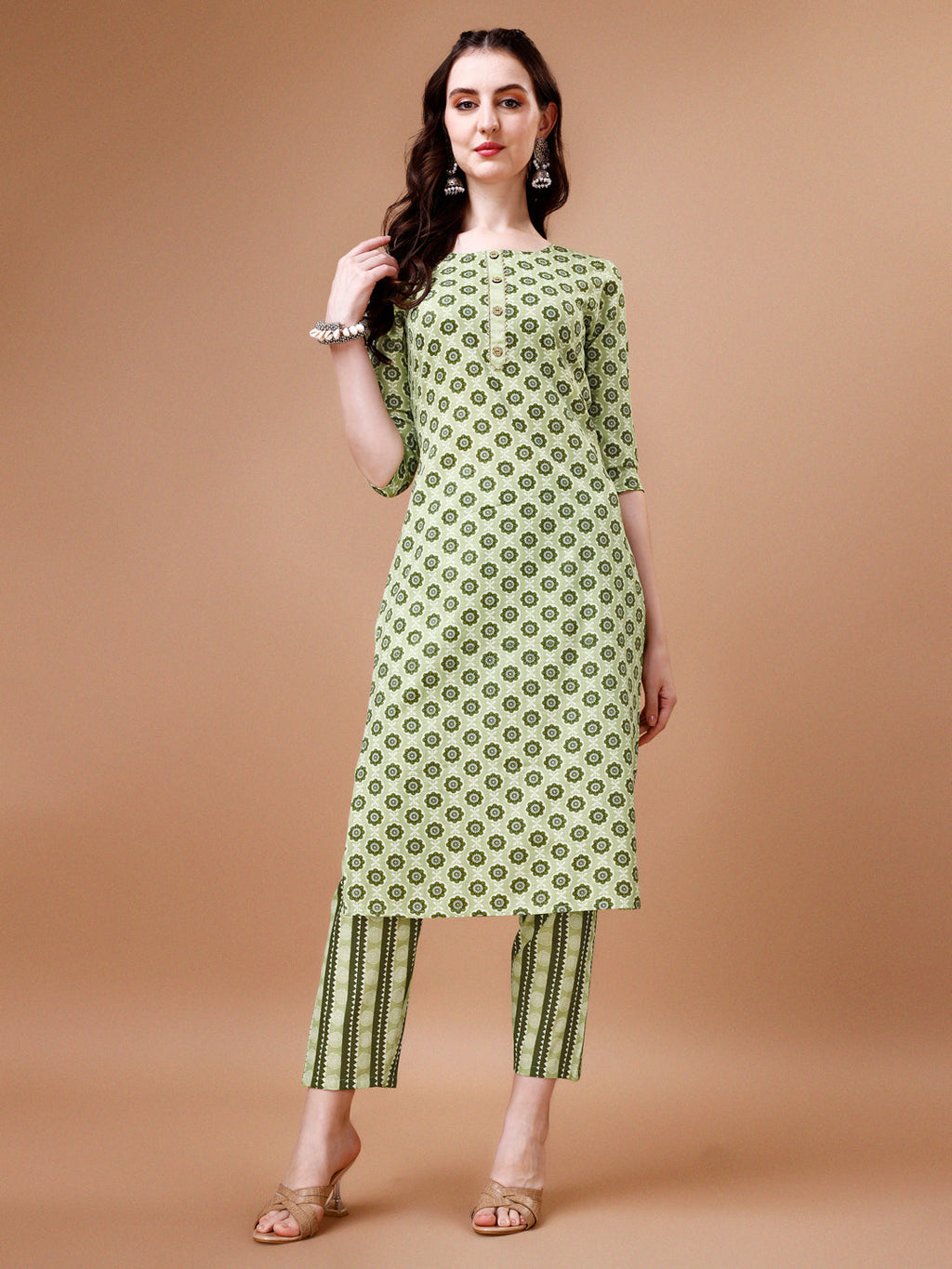Multicolor Floral Printed Cotton Kurta with Pant and Dupatta