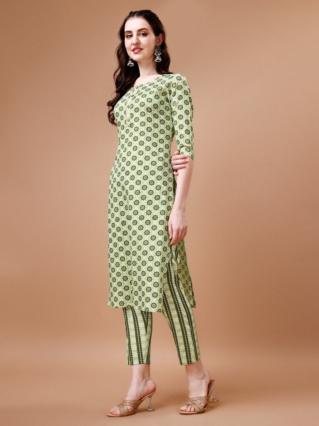 Multicolor Floral Printed Cotton Kurta with Pant and Dupatta
