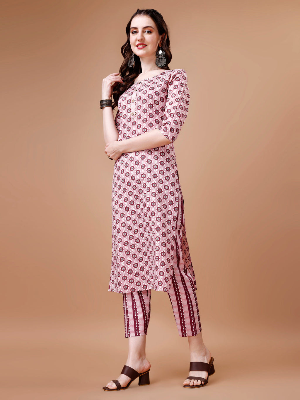 Multicolor Floral Printed Rayon Kurta Set with Pant and Dupatta