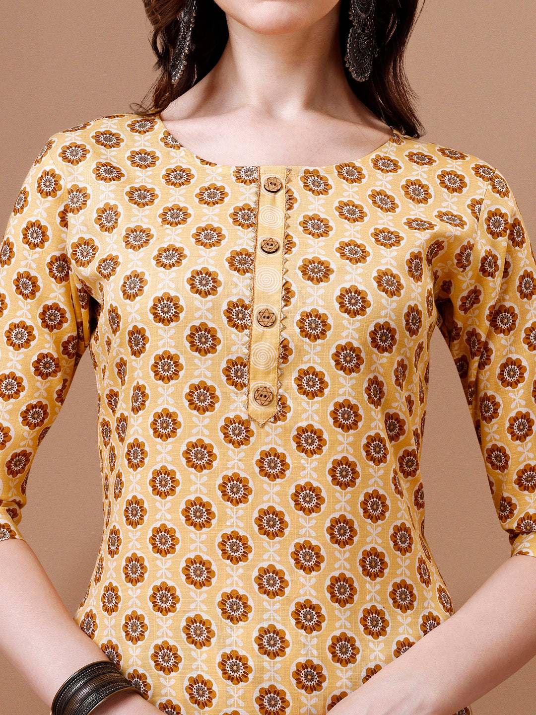 Multicolor Floral Printed Cotton Kurta Set with Pant and Dupatta