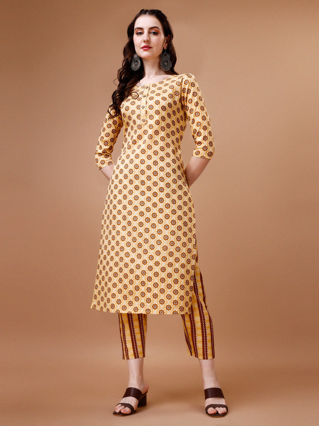 Multicolor Floral Printed Cotton Kurta Set with Pant and Dupatta