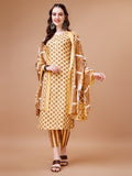 Multicolor floral printed rayon kurta set with matching pants and dupatta