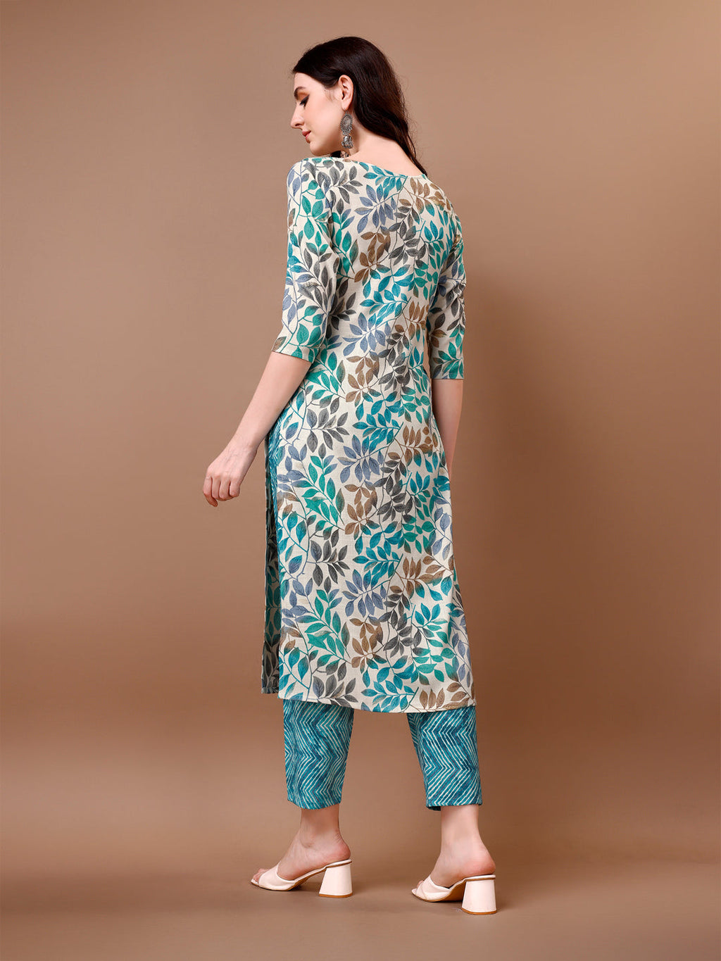 Floral Printed 3/4 Sleeve Rayon Kurta Set with Pant and Dupatta