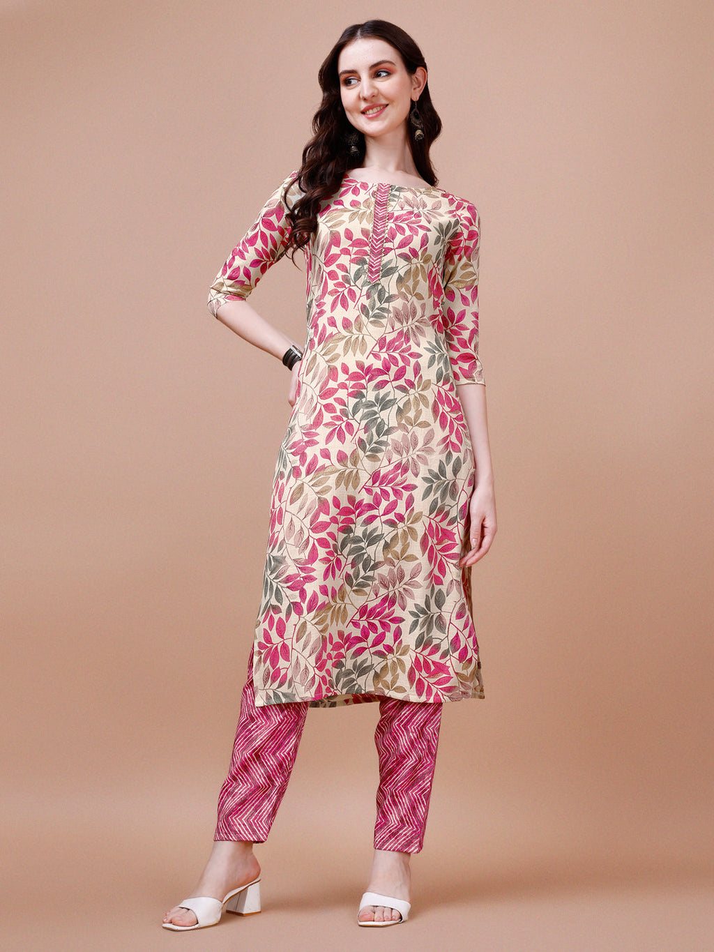 Multicolor Floral Printed Kurta Set with Pant and Dupatta