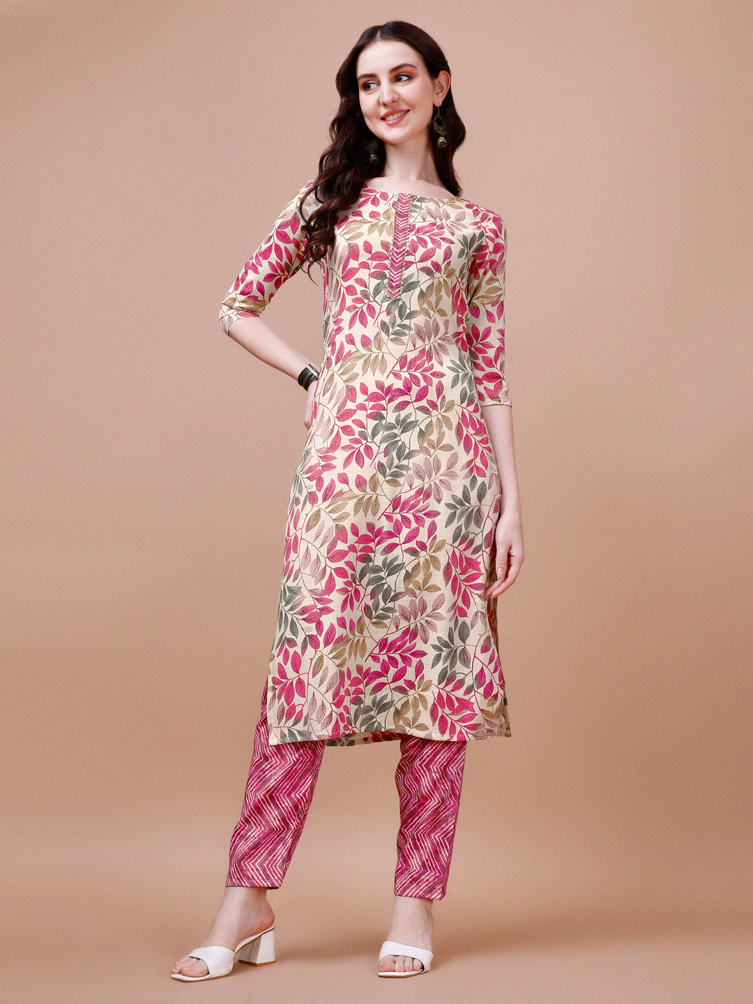 Multicolor Floral Printed Kurta Set with Pant and Dupatta