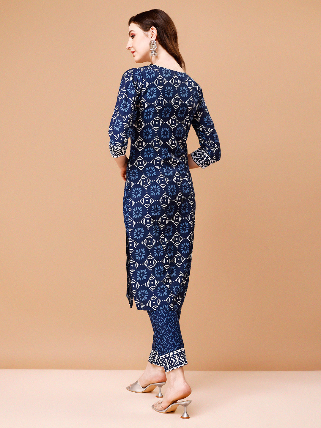 Multicolor Printed Rayon Kurta Set with Pant and Dupatta