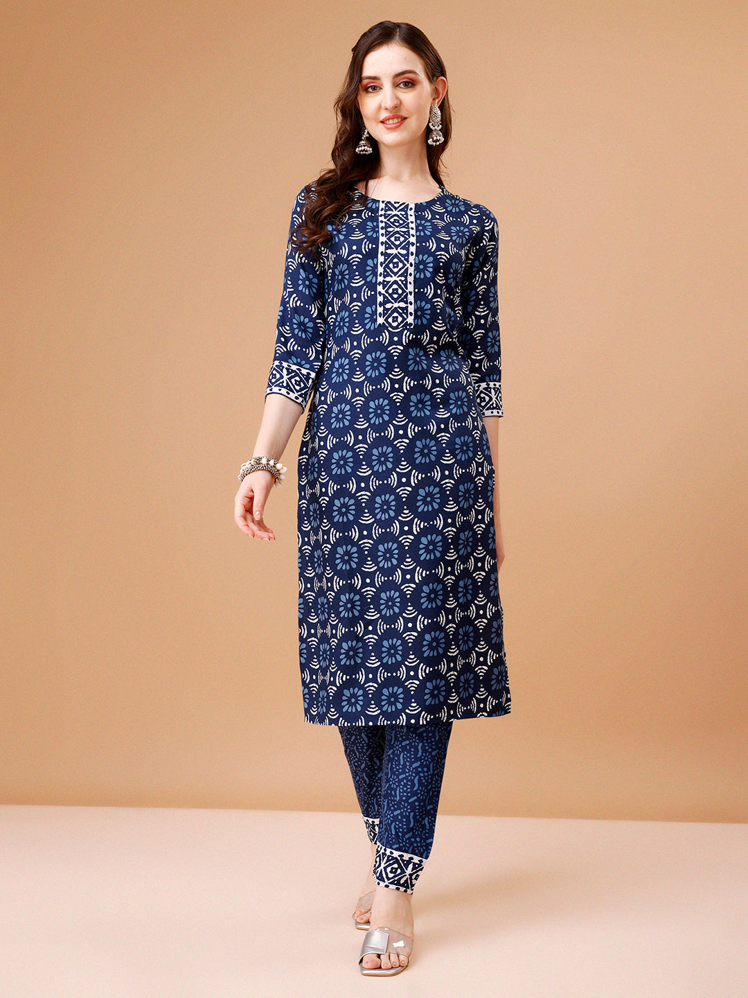 Multicolor Printed Rayon Kurta Set with Pant and Dupatta