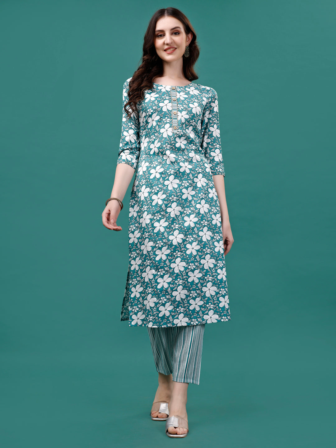 Multicolor Floral Printed Rayon Kurta Set for Casual Wear