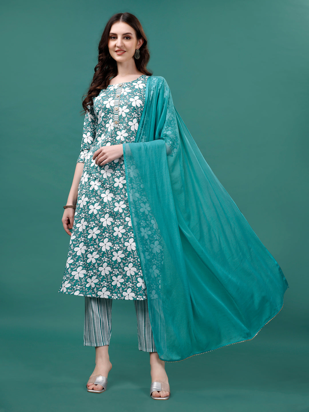 Multicolor floral printed rayon kurta set for casual styling