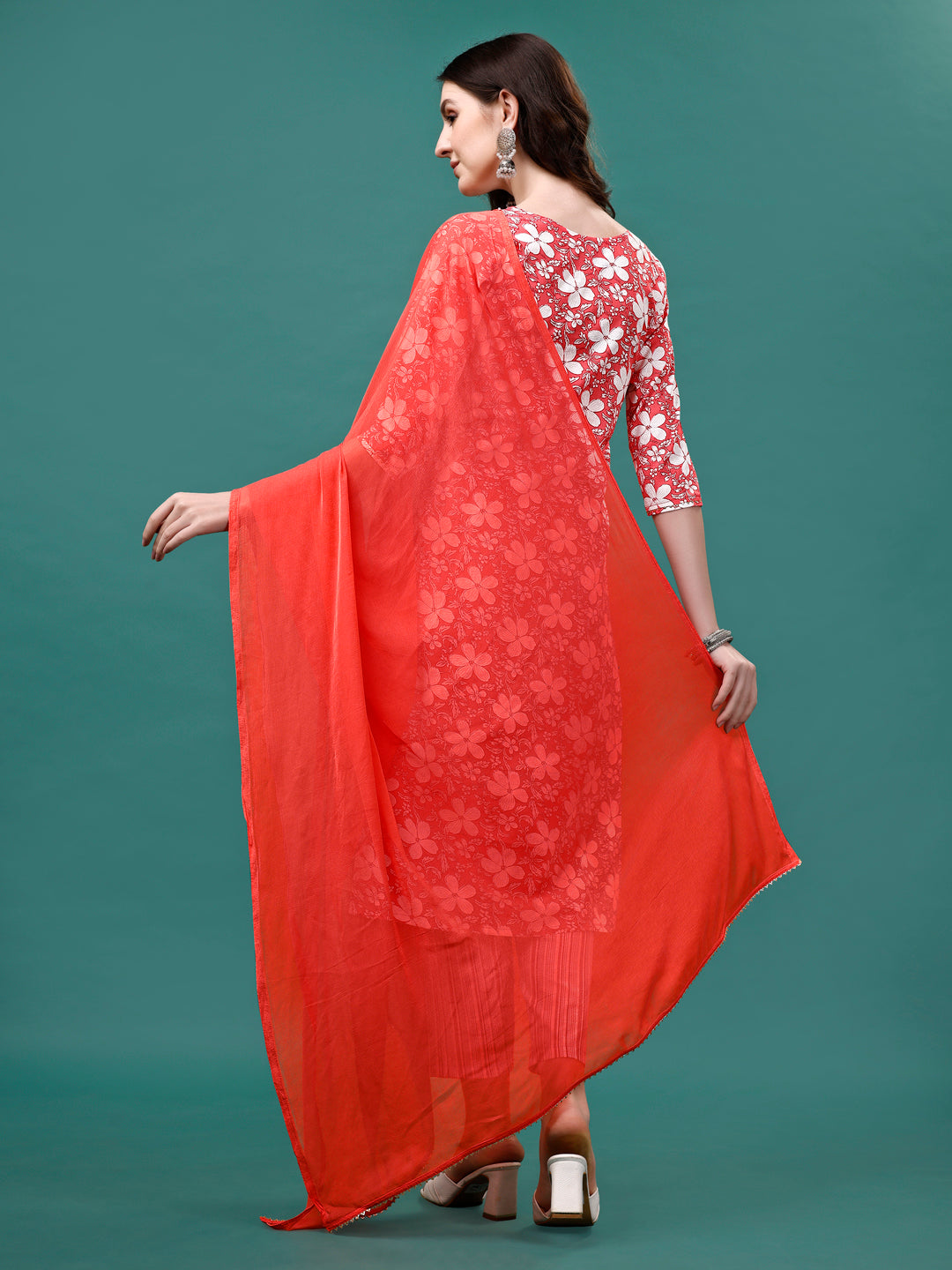 Multicolor Floral Printed Casual Kurta Set with Pant & Dupatta