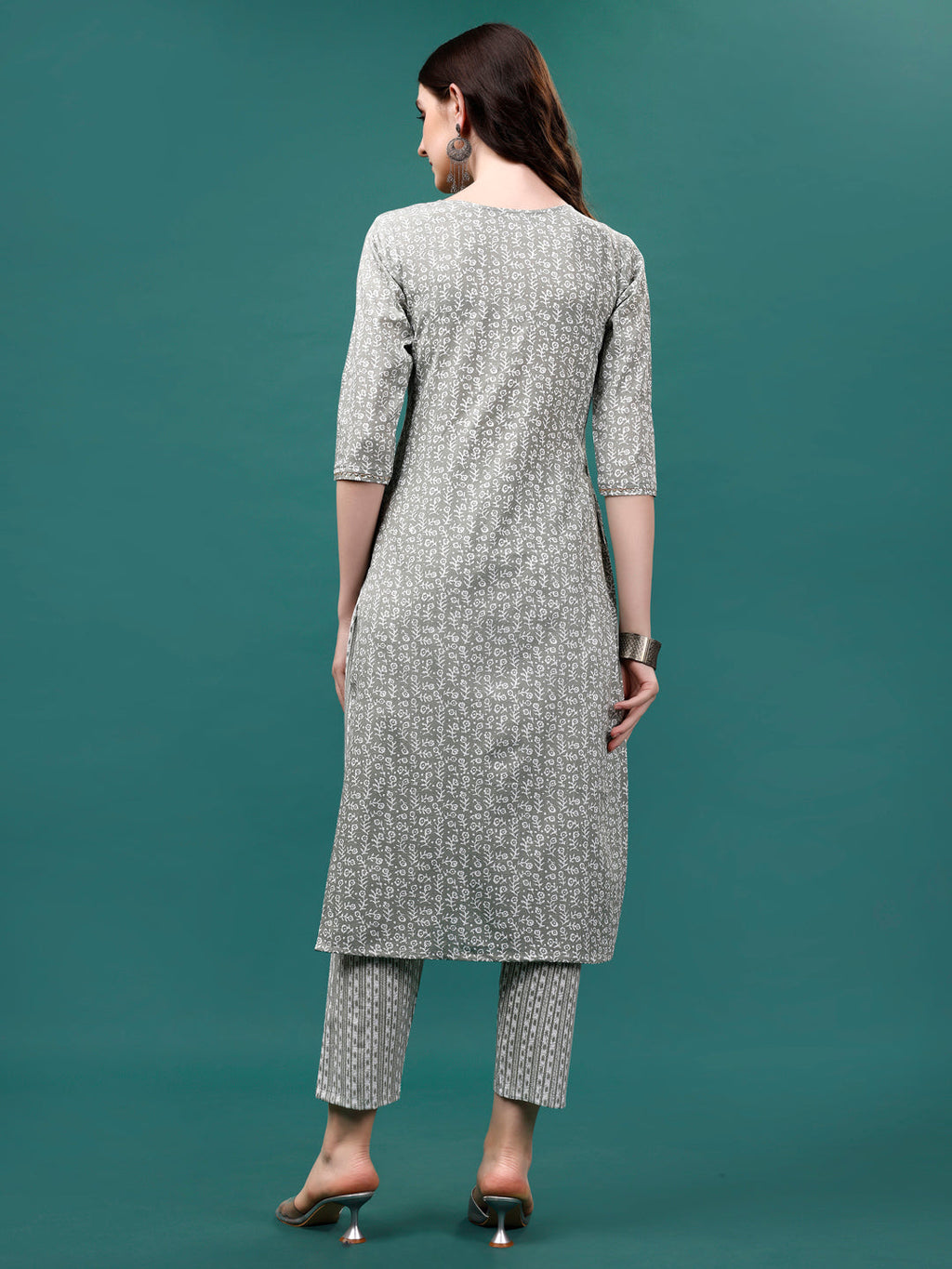 Multicolor Floral Print Kurta Set with Pant and Dupatta