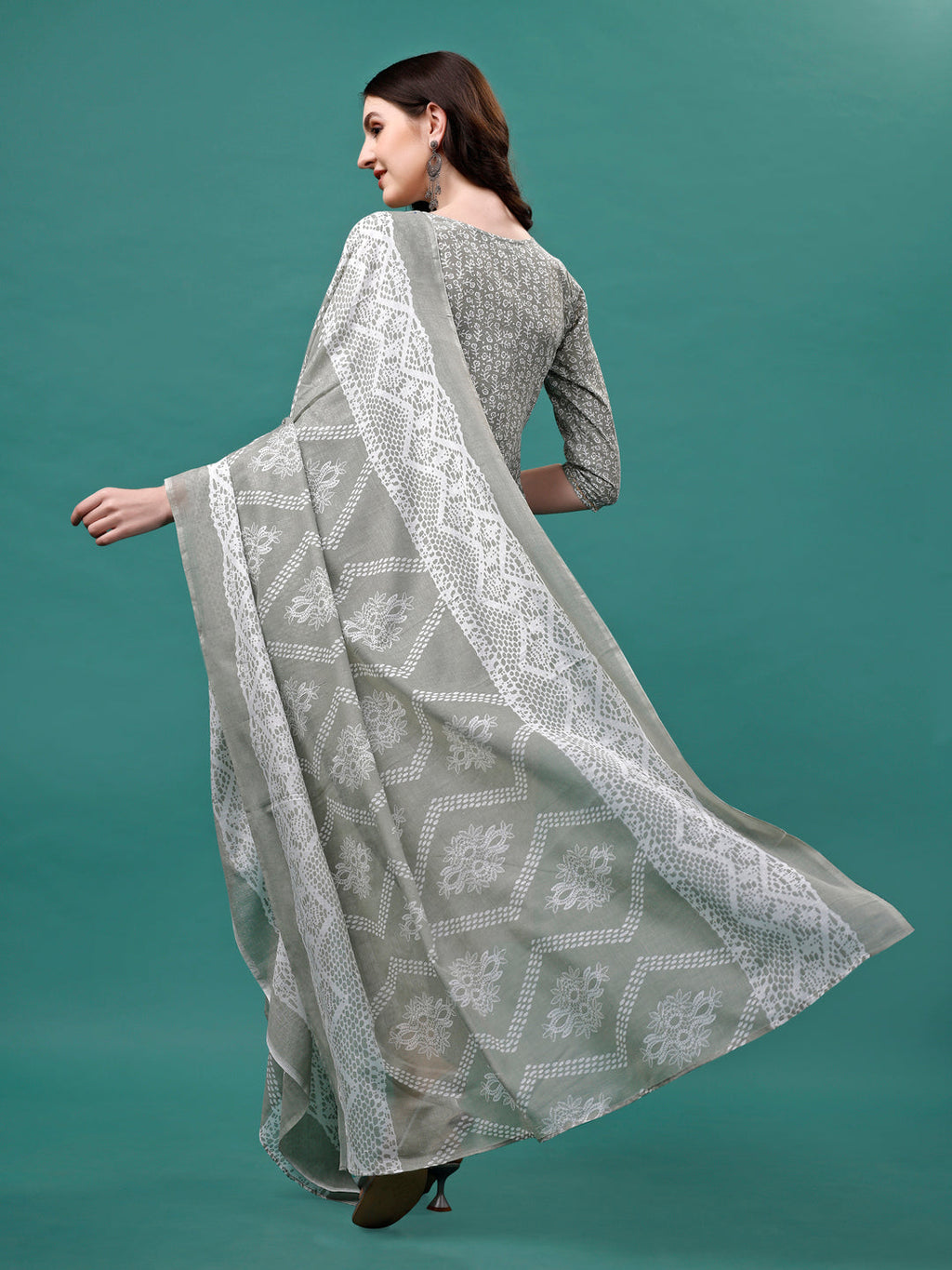 Multicolor Floral Print Kurta Set with Pant and Dupatta