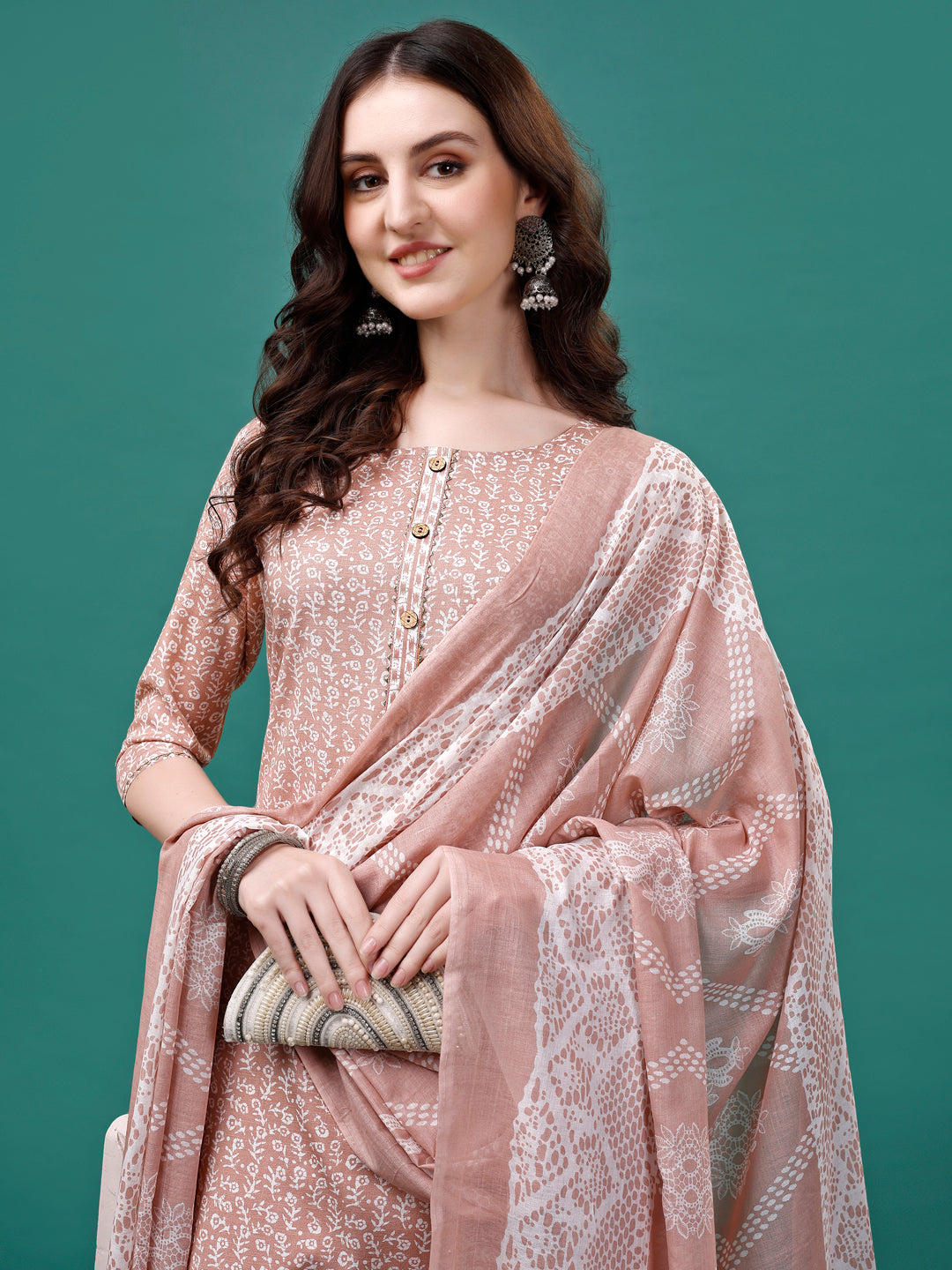 Multicolor Floral Print Kurta Set with Pant and Dupatta