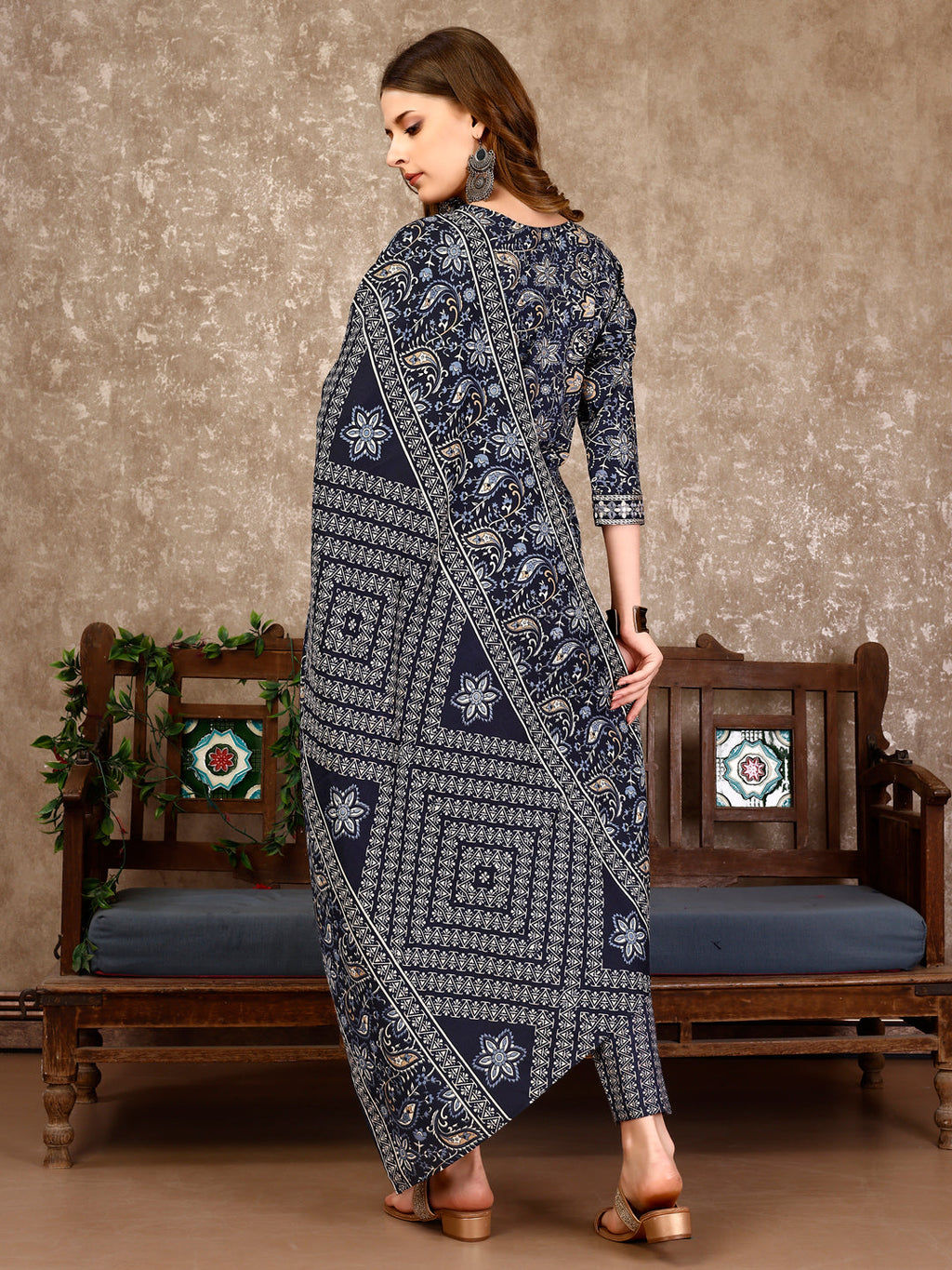 Multicolor Embroidered & Printed Casual Kurta Set